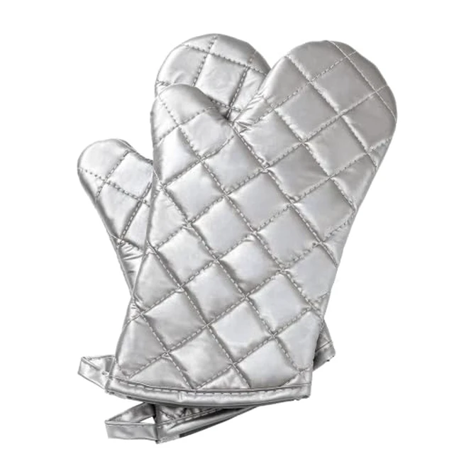 Alt view image 3 of 4 - Grey 13" Quilted Oven Mitts 1 Pair Flame Heat Resistant