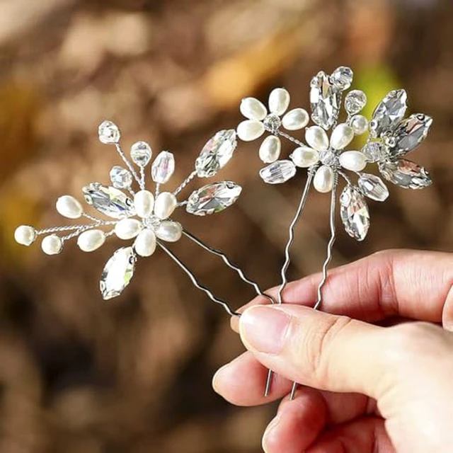 Alt view image 2 of 7 - Pearl Wedding Hair Accessories Bridal Hair Clip Crystal Hair Pins