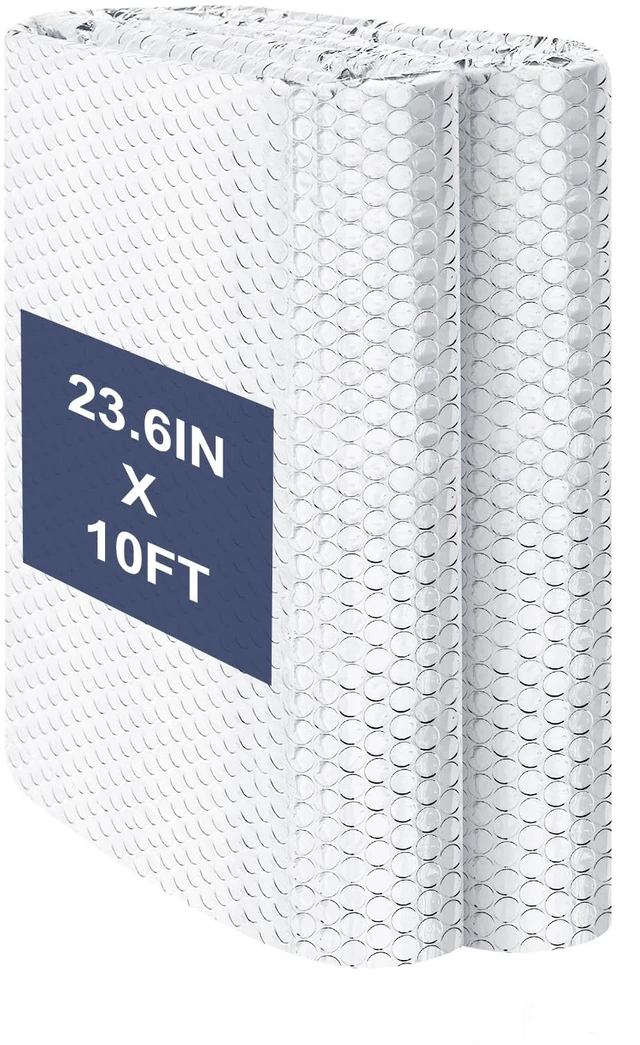 Main image of Double Reflective Bubble Foil Insulation Foam, 23.6 in X 10 FT Aluminum Foil Thermal Insulation Radiant Barrier for Window, Garage Door, RV, Roof