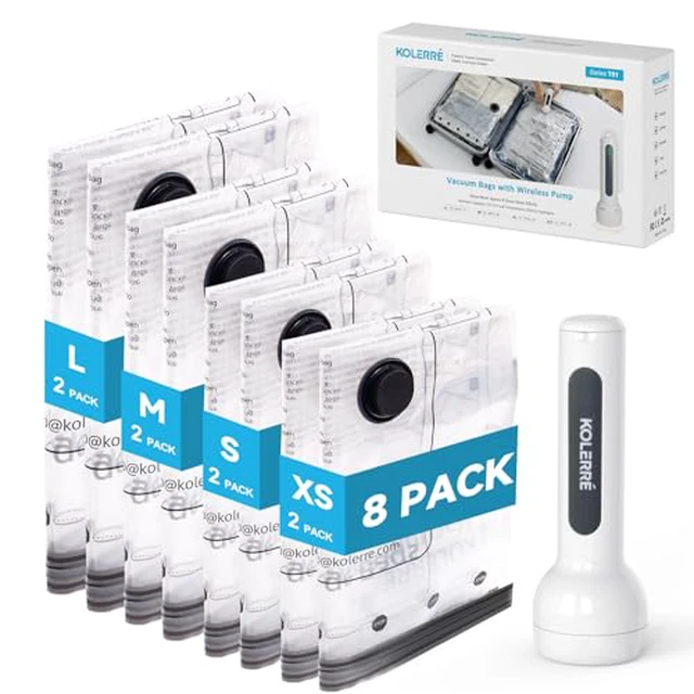 Alt view image 2 of 5 - 16 Pack Travel Vacuum Bags with Upgraded Rechargeable Pump, 4 Sizes Space Saver Vacuum Storage Bags for Luggage and Suitcase, Compression Bags for Packing, Vacuum Seal Bags for Clothing Travel