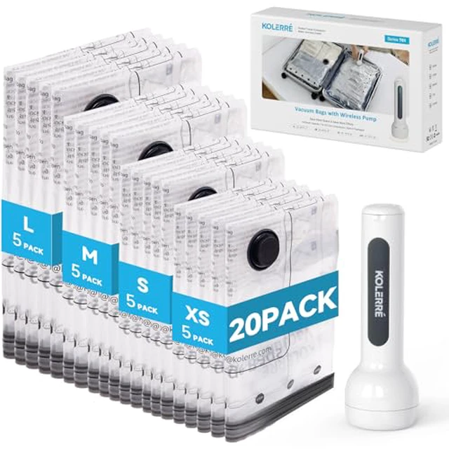 Alt view image 3 of 5 - 16 Pack Travel Vacuum Bags with Upgraded Rechargeable Pump, 4 Sizes Space Saver Vacuum Storage Bags for Luggage and Suitcase, Compression Bags for Packing, Vacuum Seal Bags for Clothing Travel