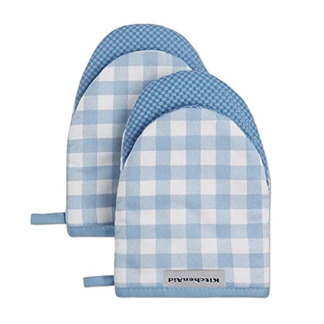 Alt view image 3 of 5 - Gingham Mini Oven Mitt 2-Pack Set, Milkshake Tan, 5.5"x8"