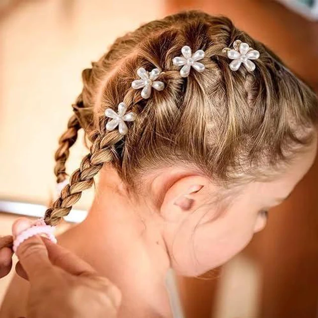 Alt view image 4 of 7 - 20 Pcs Small Mini Pearl Claw Clips with Flower Design(doesnt Come with the Barrette), Sweet Artificial Bangs Clips Decorative Hair Accessories for Women Girls, Double Sided Flower Color V 20 PCS