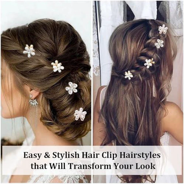 Alt view image 5 of 7 - 20 Pcs Small Mini Pearl Claw Clips with Flower Design(doesnt Come with the Barrette), Sweet Artificial Bangs Clips Decorative Hair Accessories for Women Girls, Double Sided Flower Color V 20 PCS