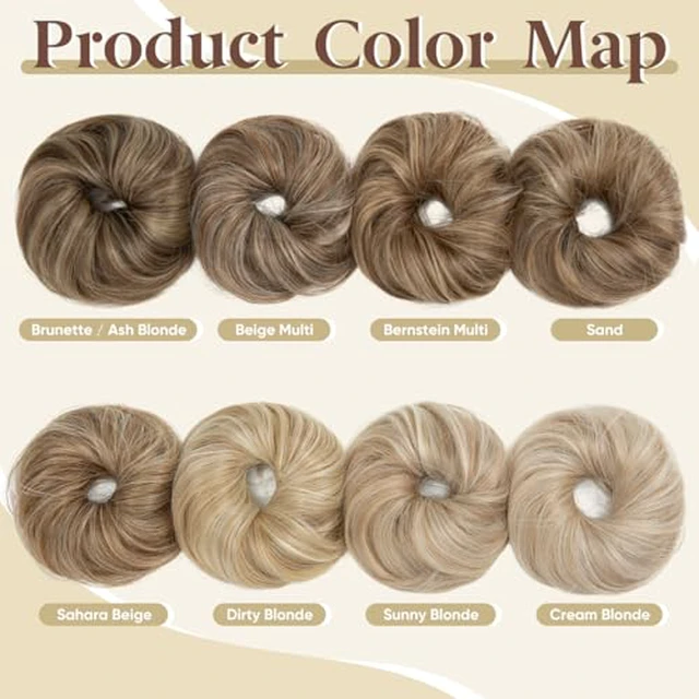 Alt view image 3 of 7 - 2PCs Small Cute Messy Bun Hair Piece for Thin Hair Women Mini Synthetic Curly Bun Scrunchies Updo Hairpieces Sahara Beige