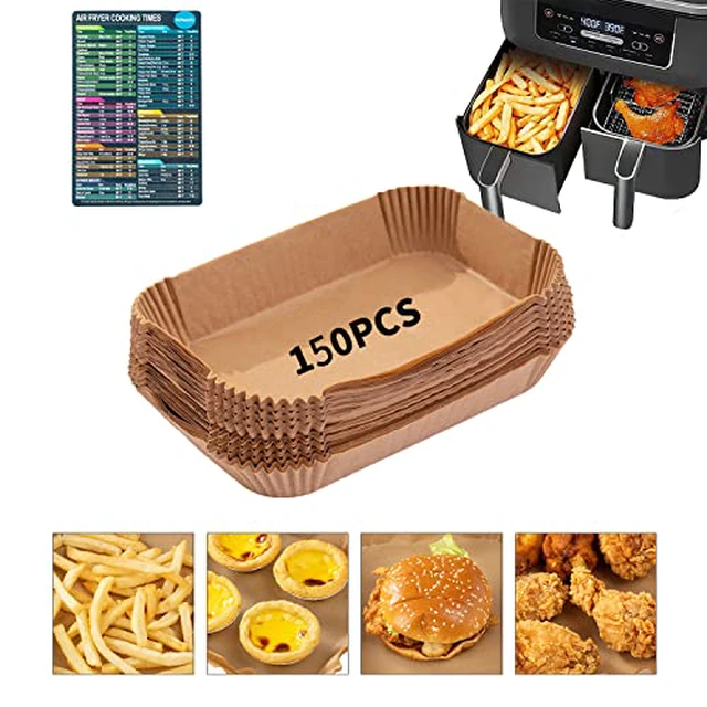 Alt view image 3 of 5 - Air Fryer Disposable Paper Liner, 100PCS Food Grade Parchment Liners for Ninja DZ201, Air Fryer Accessories Baking Paper (9 * 6,Thicken Natural)