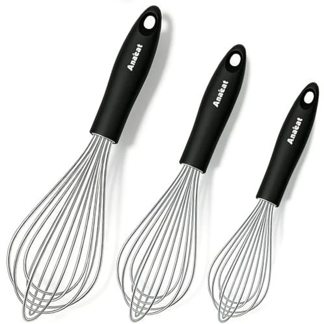 Alt view image 2 of 5 - 3 Packs Stainless Steel Whisk Set - Balloon Whisk, Anaeat Thick Stainless Steel Wire Strong Handles, Egg Beater for Cooking, Blending, Whisking, Beating and Stirring (9"+11"+12")