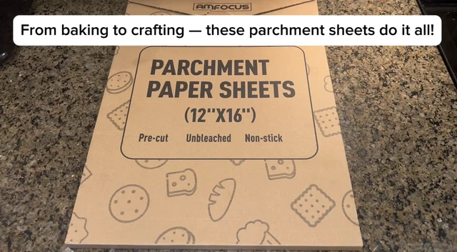 Alt view image 2 of 2 - 200 PCS Unbleached Parchment Paper Sheets for Baking 12x16 Inches, Non-Stick and Non-Toxic Pre-cut Parchment Sheets for Oven, Cooking, Grilling, Air Fryer and Steaming - Fit for Half Sheet Pans, White