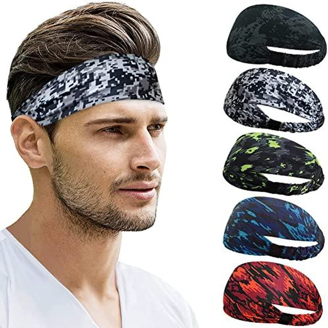 Alt view image 2 of 6 - Sweat Headbands for Women & Men, 5 Pack Sports Hair Bands
