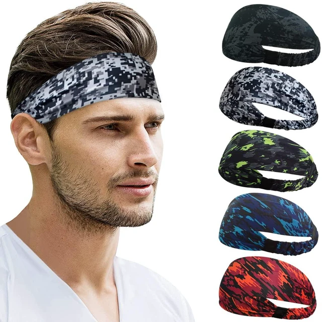 Main image of Sweat Headbands for Women & Men, 5 Pack Sports Hair Bands