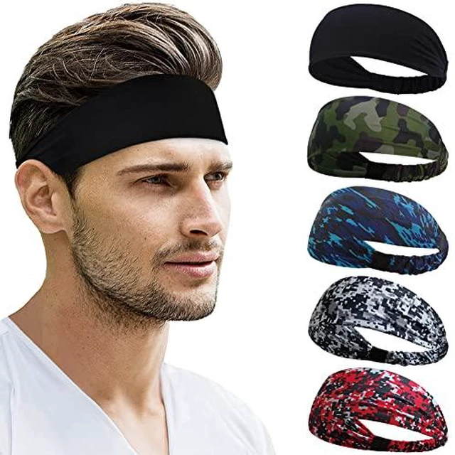 Alt view image 5 of 6 - Sweat Headbands for Women & Men, 5 Pack Sports Hair Bands