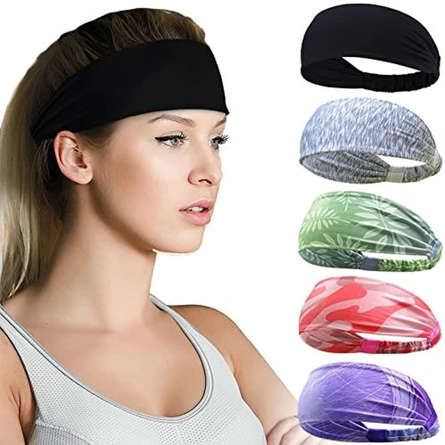 Alt view image 6 of 6 - Sweat Headbands for Women & Men, 5 Pack Sports Hair Bands
