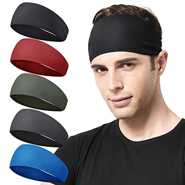 Alt view image 4 of 6 - Headbands for Men,5 Pack Mens Moisture Wicking Workout Sweatband