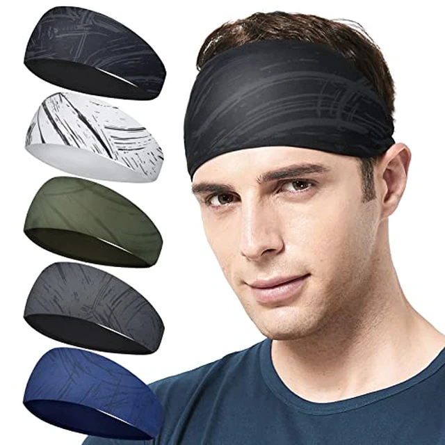 Alt view image 6 of 6 - Headbands for Men,5 Pack Mens Moisture Wicking Workout Sweatband