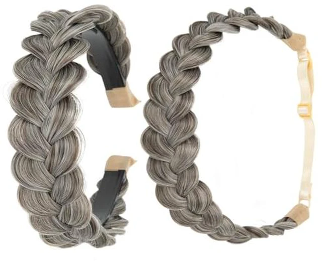 Alt view image 5 of 7 - 2PCs Braided Headbands Hair Piece for Women Synthetic Hair Hoops Head Bands Handmade Braid Hairband Accessories Elastic Stretch Headwrap Sand