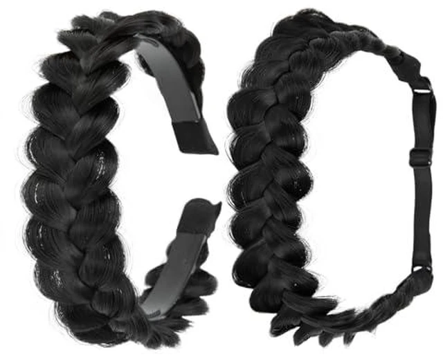 Alt view image 6 of 7 - 2PCs Braided Headbands Hair Piece for Women Synthetic Hair Hoops Head Bands Handmade Braid Hairband Accessories Elastic Stretch Headwrap Sand
