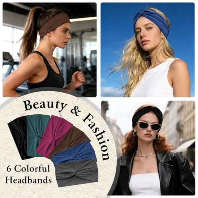 Alt view image 4 of 7 - Twist Headbands for Women, Stretchy Moisture Wicking Hair Bands for Yoga Running Sports Fashion, Turban Knotted Headband for Women's Hair, sweat band,6 Colors Available