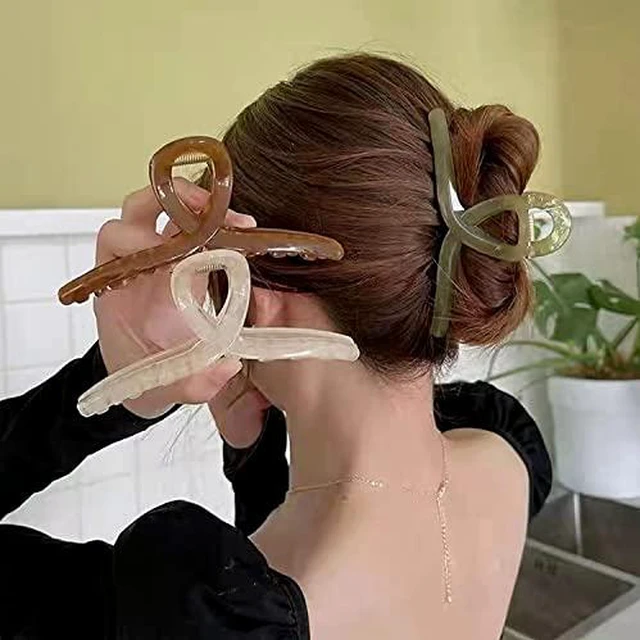 Alt view image 3 of 7 - Big Hair Claw Clips - Butterfly Hair Accessories for Women and Girls with Long, Thick Hair - Large 5.1 Jelly Clips, 4 Pcs, Mother's Day Gifts