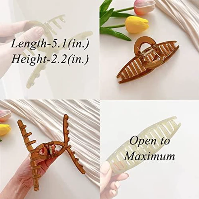 Alt view image 4 of 7 - Big Hair Claw Clips - Butterfly Hair Accessories for Women and Girls with Long, Thick Hair - Large 5.1 Jelly Clips, 4 Pcs, Mother's Day Gifts