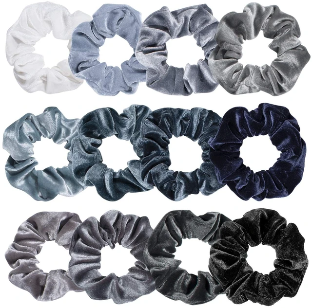 Main image of 12Pcs Blue Gray Theme Hair Scrunchies Velvet Elastics Scrunchy Bobbles Soft Hair Bands Hairs Ties Hairstyle Accessories for Girls, Women
