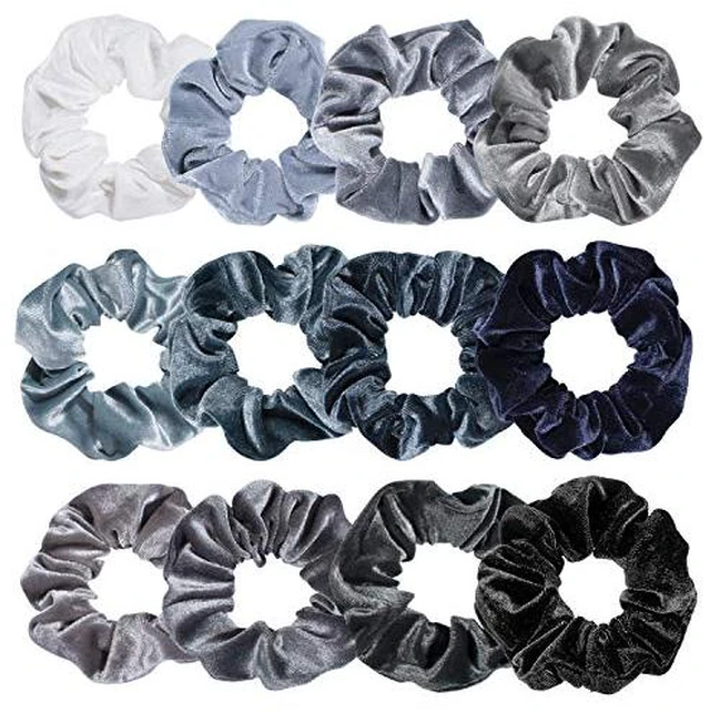 Alt view image 2 of 7 - 12Pcs Blue Gray Theme Hair Scrunchies Velvet Elastics Scrunchy Bobbles Soft Hair Bands Hairs Ties Hairstyle Accessories for Girls, Women