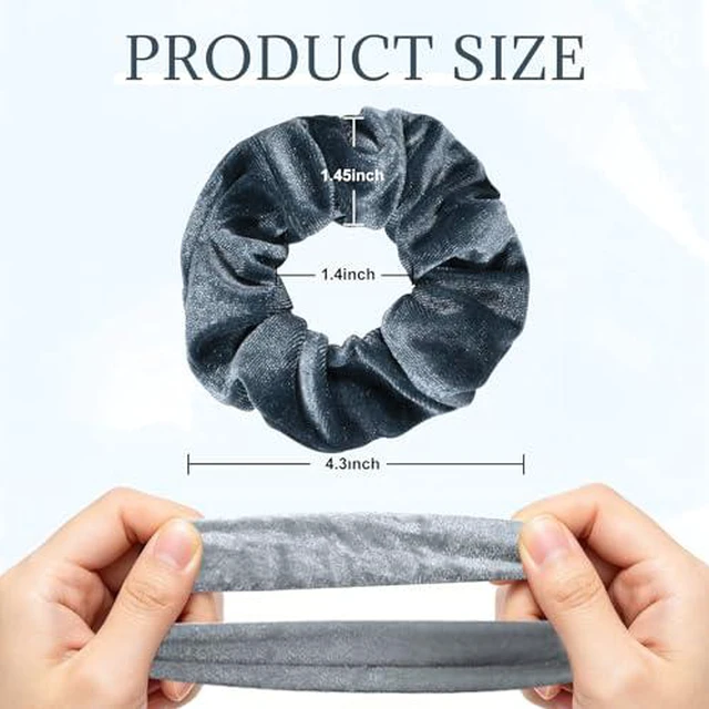 Alt view image 3 of 7 - 12Pcs Blue Gray Theme Hair Scrunchies Velvet Elastics Scrunchy Bobbles Soft Hair Bands Hairs Ties Hairstyle Accessories for Girls, Women