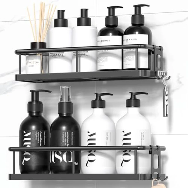 Alt view image 2 of 5 - Shower Caddy Adhesive, Rustproof Shower Organizer, Large Capacity Shower Shelves for Inside Shower, No Drilling Bathroom Organizers and Storage for Home Decor 2 Pack Black