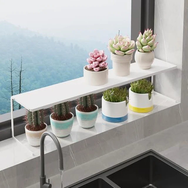 Alt view image 2 of 6 - Extendable Small Narrow Shelf for Windowsill Kitchen, Spice Rack Organizer