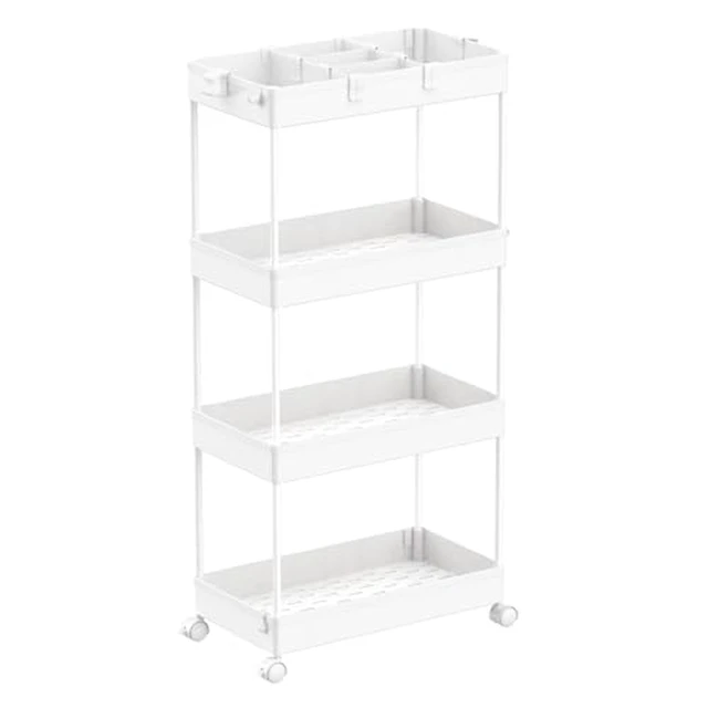 Alt view image 6 of 6 - 3 Tier Rolling Cart with Wheels, Storage Craft Art Trolley Organizer Serving, 3 Hanging Baskets Easy Assembly, for Office, Living Room, Kitchen, Green