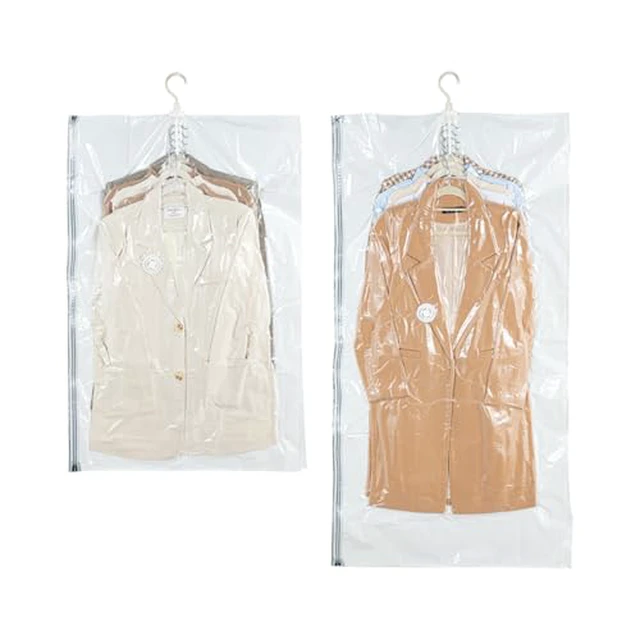Alt view image 2 of 5 - Hanging Vacuum Storage Bags 2 Pack (1 Long, 1 Short) Hanging Vacuum Seal Bags for Clothing, Closet Organizer Space Saver for Suits, Jackets & Coats