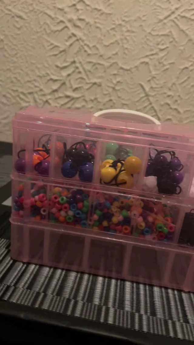 Alt view image 3 of 6 - Bead Organizer 3 tier 30 grid Stackable Craft Hair Tackle Storage Pink