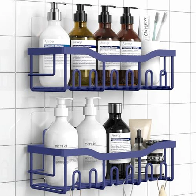 Alt view image 4 of 5 - Shower Caddy 2 Pack, Adhesive Shower Organizer for Home Decor & Kitchen Organizers, No Drilling, Rustproof Stainless Steel Bathroom Shelves