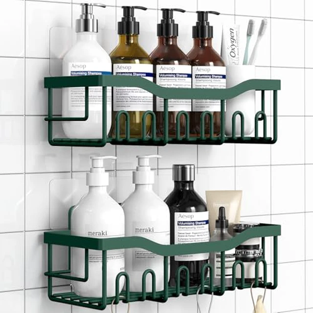 Alt view image 3 of 5 - Shower Caddy 2 Pack, Adhesive Shower Organizer for Home Decor & Kitchen Organizers, No Drilling, Rustproof Stainless Steel Bathroom Shelves