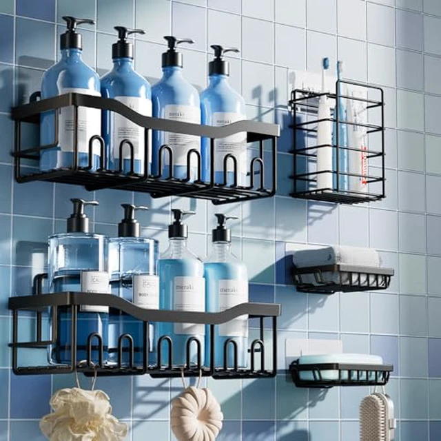 Alt view image 5 of 5 - Shower Caddy 2 Pack, Adhesive Shower Organizer for Home Decor & Kitchen Organizers, No Drilling, Rustproof Stainless Steel Bathroom Shelves