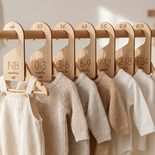 Main image of Wooden Baby Closet Dividers Set of 7 - Newborn to 24 Months