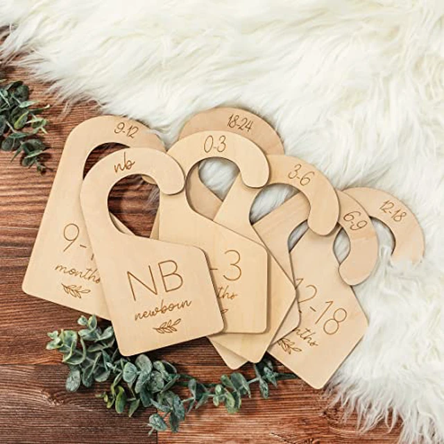 Alt view image 7 of 7 - Wooden Baby Closet Dividers Set of 7 - Newborn to 24 Months