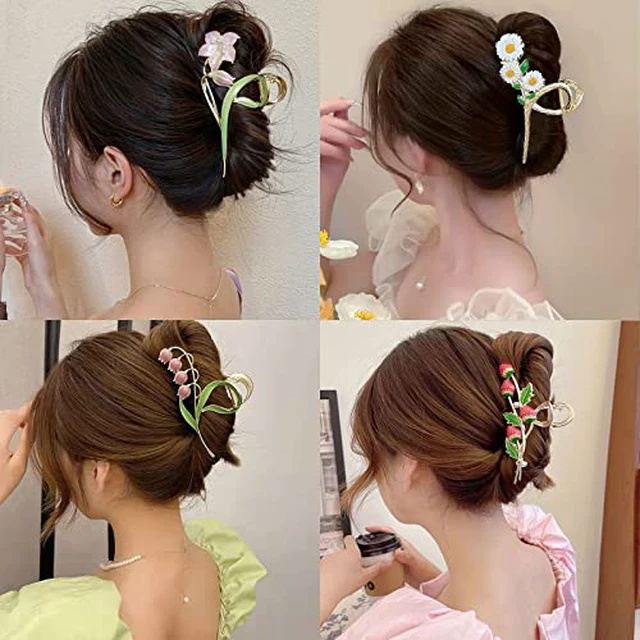 Alt view image 6 of 7 - 6 Pcs Hair Claw Clips for Women 4.3 Inch Large Strong Butterfly Flower Claw