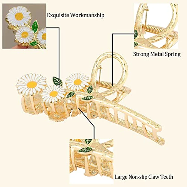Alt view image 4 of 7 - 6 Pcs Hair Claw Clips for Women 4.3 Inch Large Strong Butterfly Flower Claw