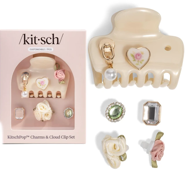 Main image of Hair Clips For Women with Charm Sets- Pearlized Cream, 7pcs Set