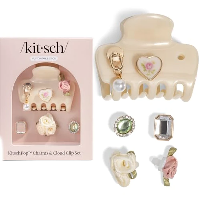 Alt view image 2 of 7 - Hair Clips For Women with Charm Sets- Pearlized Cream, 7pcs Set
