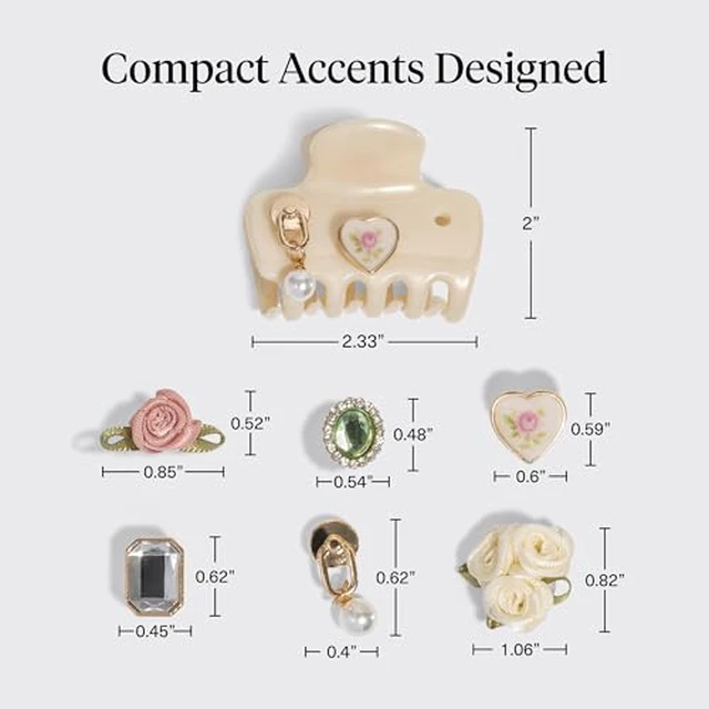 Alt view image 4 of 7 - Hair Clips For Women with Charm Sets- Pearlized Cream, 7pcs Set