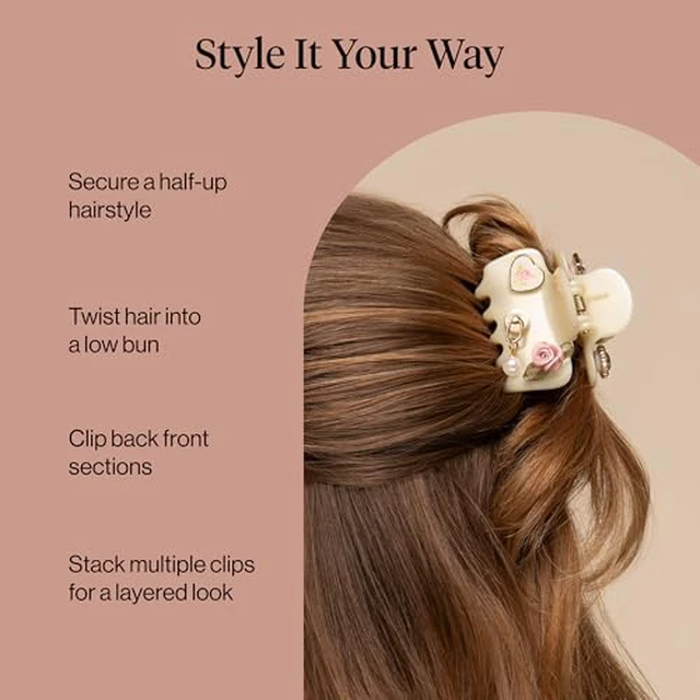 Alt view image 5 of 7 - Hair Clips For Women with Charm Sets- Pearlized Cream, 7pcs Set
