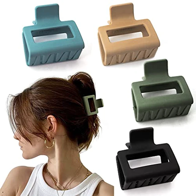Alt view image 5 of 6 - Checkered Tortoise Hair Clips for Women - 4Pcs 2" Small Acetate Claw Barrettes for Thick & Thin Hair