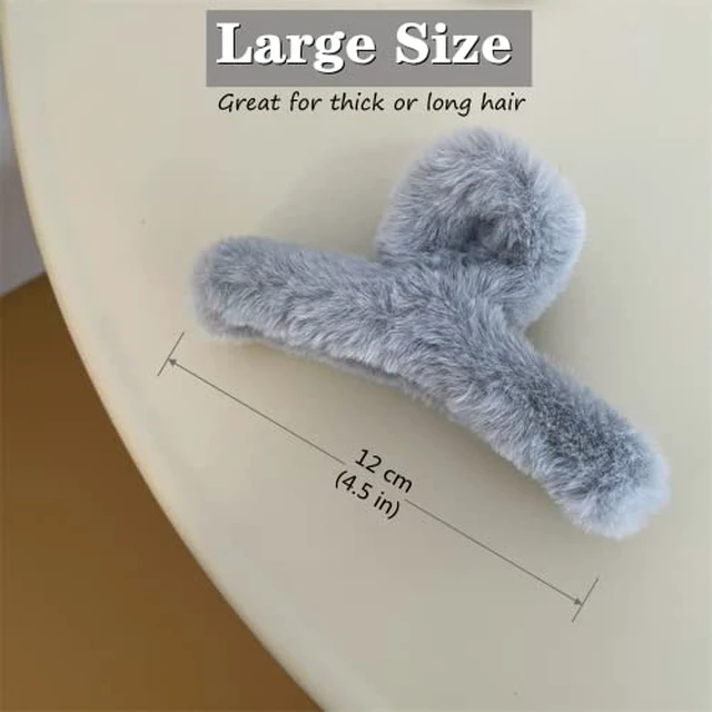 Alt view image 4 of 5 - Hair Clip, 7 Pcs 4.5" Fuzzy Claw Clips for Thick Hair, Cute Fuzzy Clip for Women Girls, Soft Hair Clips