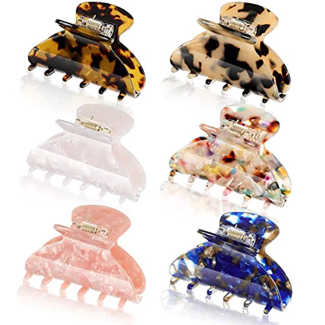 Alt view image 2 of 7 - 6 Pcs Medium Hair Claw Clip for Thin Hair Women, Colorful Patterns