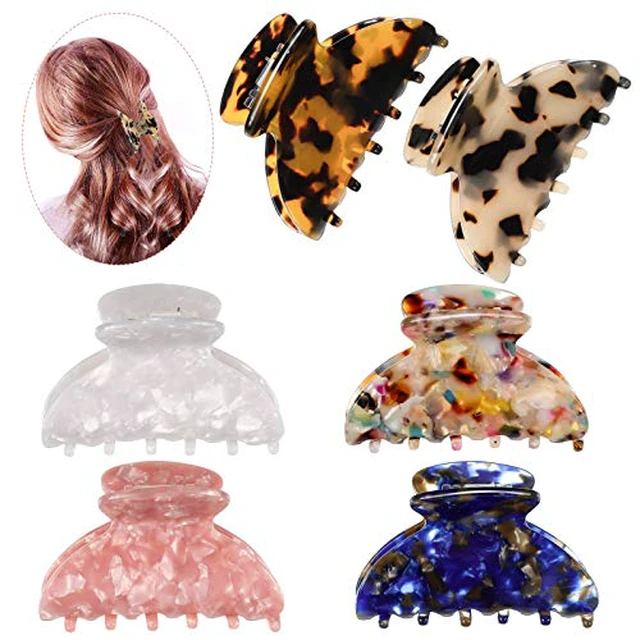 Alt view image 7 of 7 - 6 Pcs Medium Hair Claw Clip for Thin Hair Women, Colorful Patterns