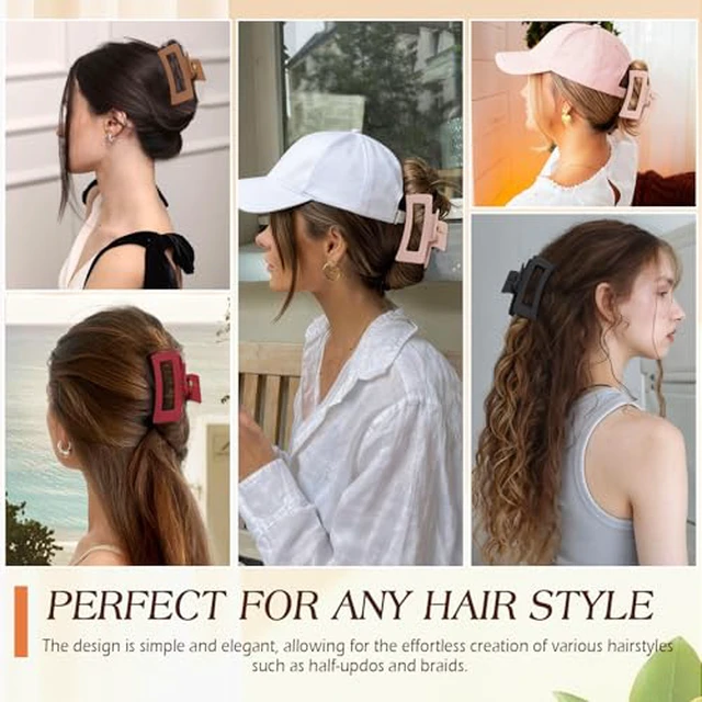 Alt view image 4 of 7 - 4 Pcs Flexible Hair Clip, 4.1Inch Flexible Claw Clip for Women Girls