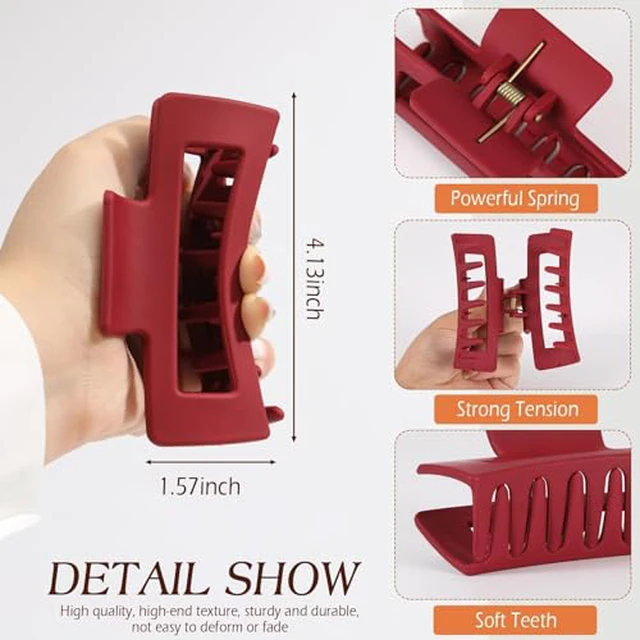 Alt view image 5 of 7 - 4 Pcs Flexible Hair Clip, 4.1Inch Flexible Claw Clip for Women Girls