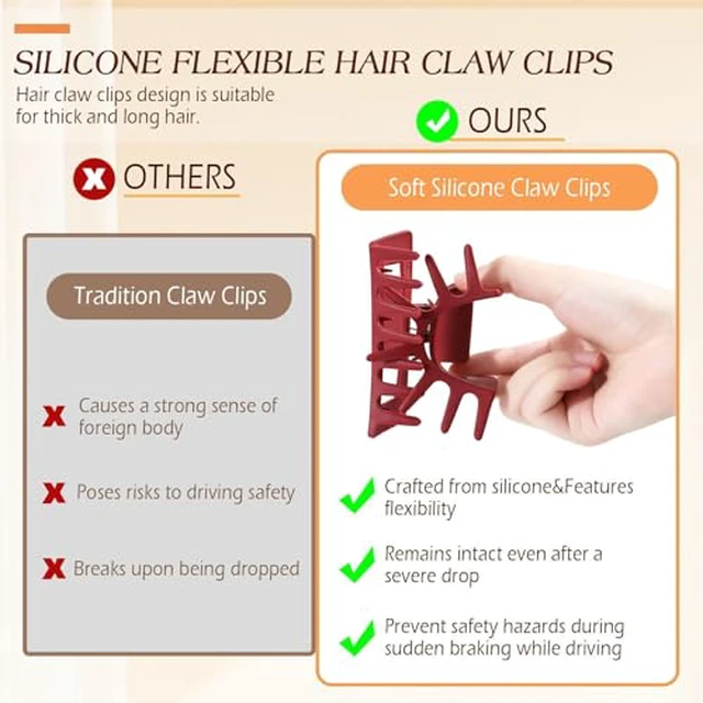 Alt view image 6 of 7 - 4 Pcs Flexible Hair Clip, 4.1Inch Flexible Claw Clip for Women Girls