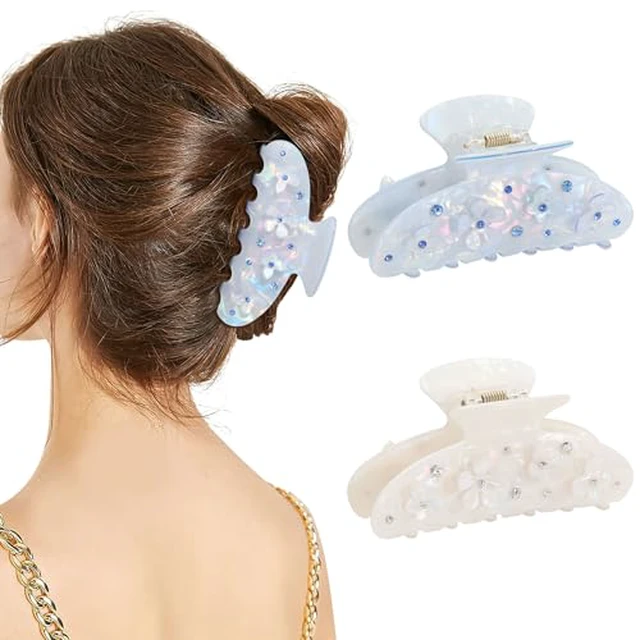 Alt view image 4 of 7 - 2 Pcs Flower Claw Clips for Women Cute Acrylic Hair Claw Clips